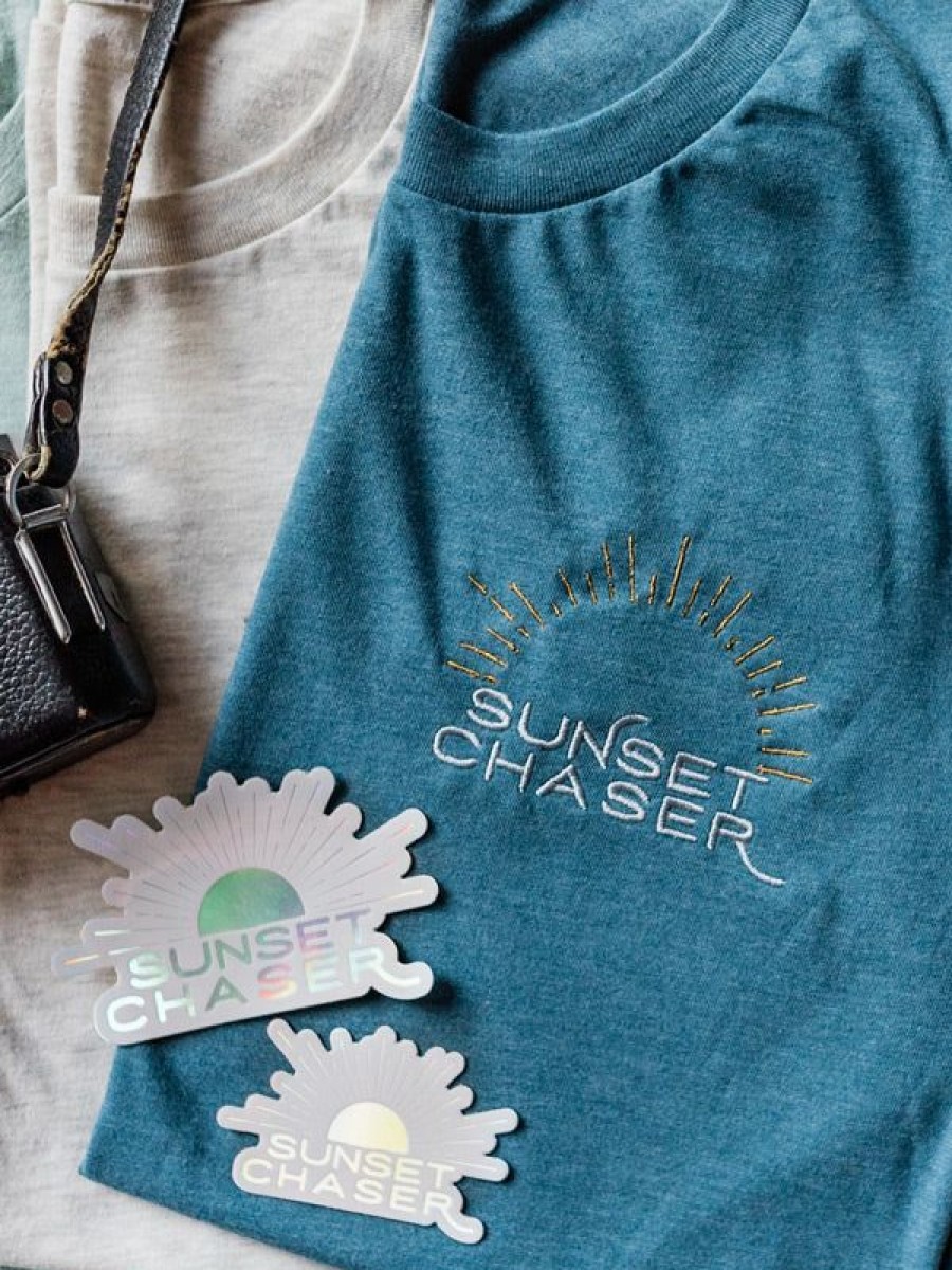 Art The Sunset | Sunset Chaser Embroidered Tee - Deep Ocean