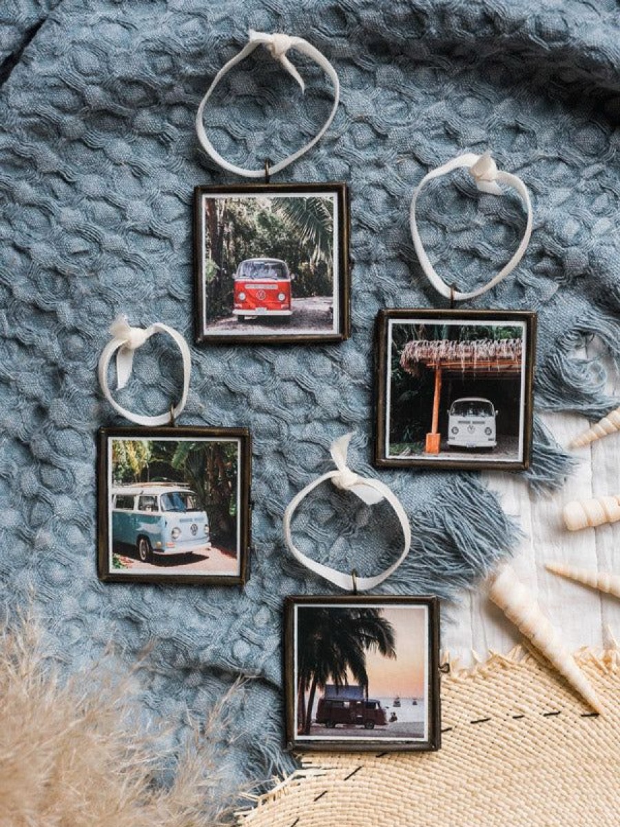 Art The Sunset | Jingle Bus - Glass Locket Photo Ornament