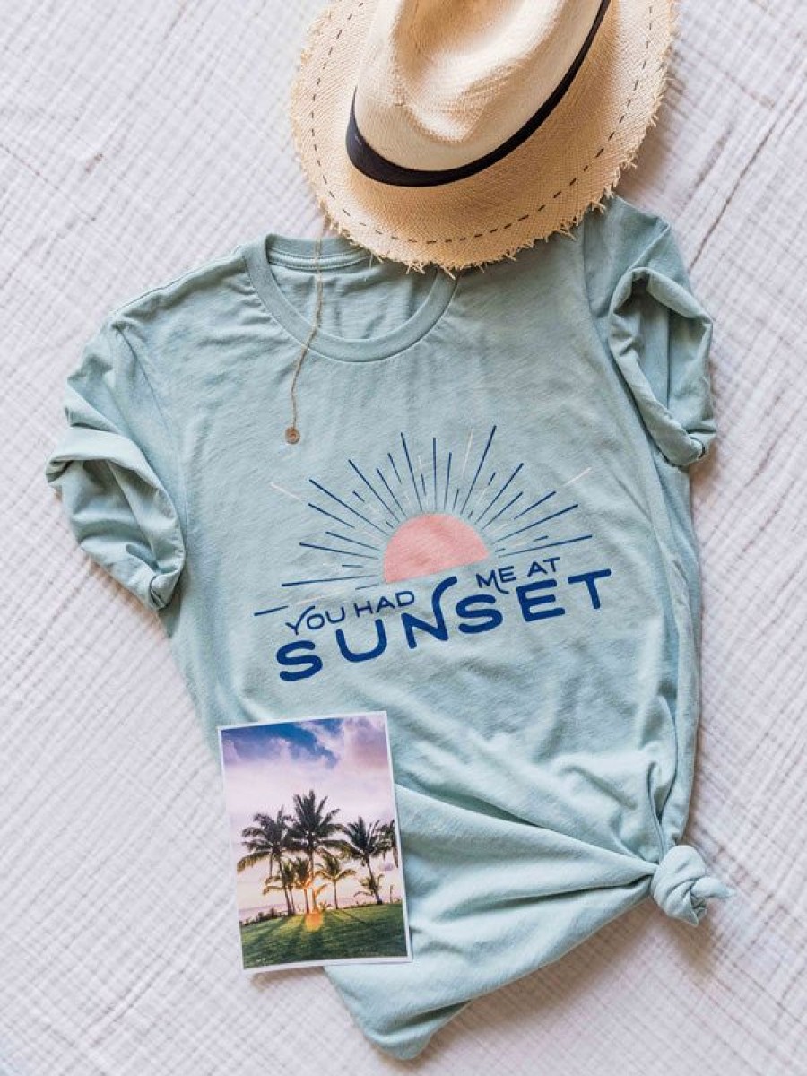 Art The Sunset | You Had Me At Sunset Tee - Sea Glass