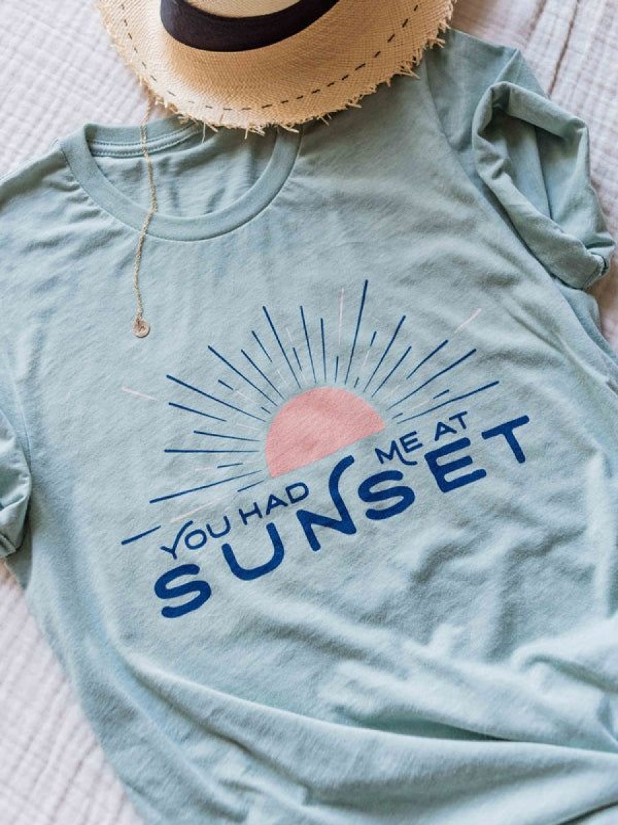 Art The Sunset | You Had Me At Sunset Tee - Sea Glass