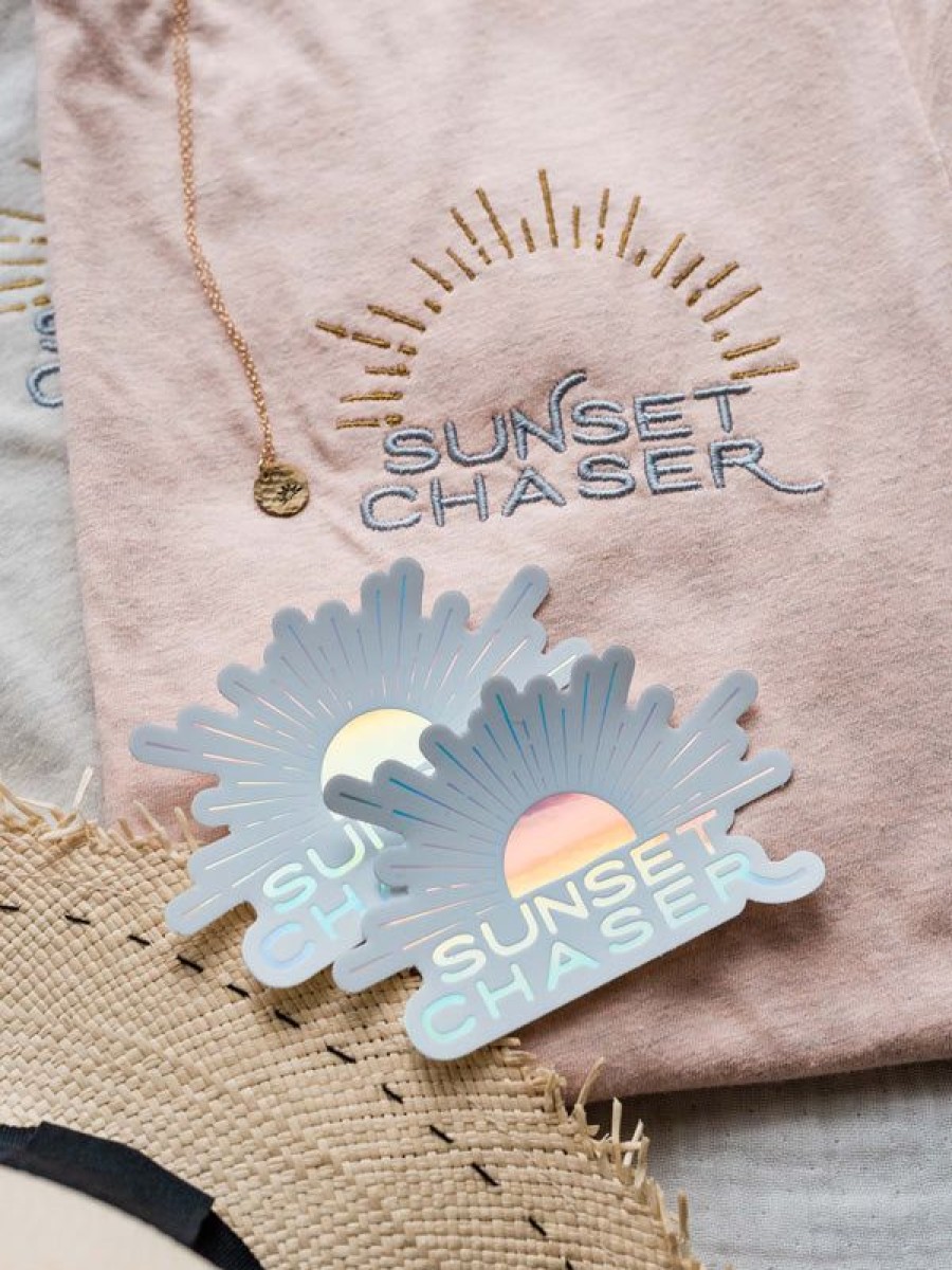 Art The Sunset | Sunset Chaser Embroidered Tee - Sunset